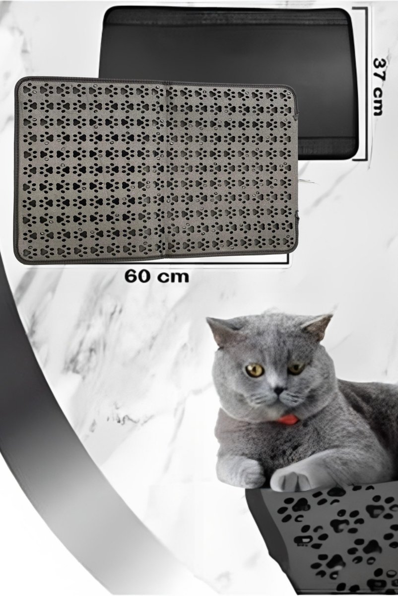 Lavida Home - Kattenbakmat - Grit Opvanger - 37 x 60 cm - Dubbele laag & Waterdicht - Katten mat - Katten mat met opvangruimte voor Grit - Katten mat - Kat benodigdheden - Kitten - Gritmat voor poes - Grijs