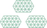 Krumble Pannenonderzetter - Set van 3 - Hexagon - Pannenonderlegger - Tafelaccessoire - Hittebestendig - Siliconen - 14 x 24 - Groen