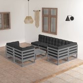 The Living Store Tuinset Grenenhout - Grijs - 70x70x67 cm - Inclusief Kussens
