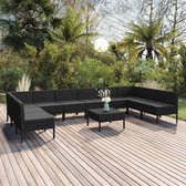 The Living Store Lounge - PE-rattan - Stalen frame - Zwart - Modulair - 60x60x35 cm - Inclusief kussens