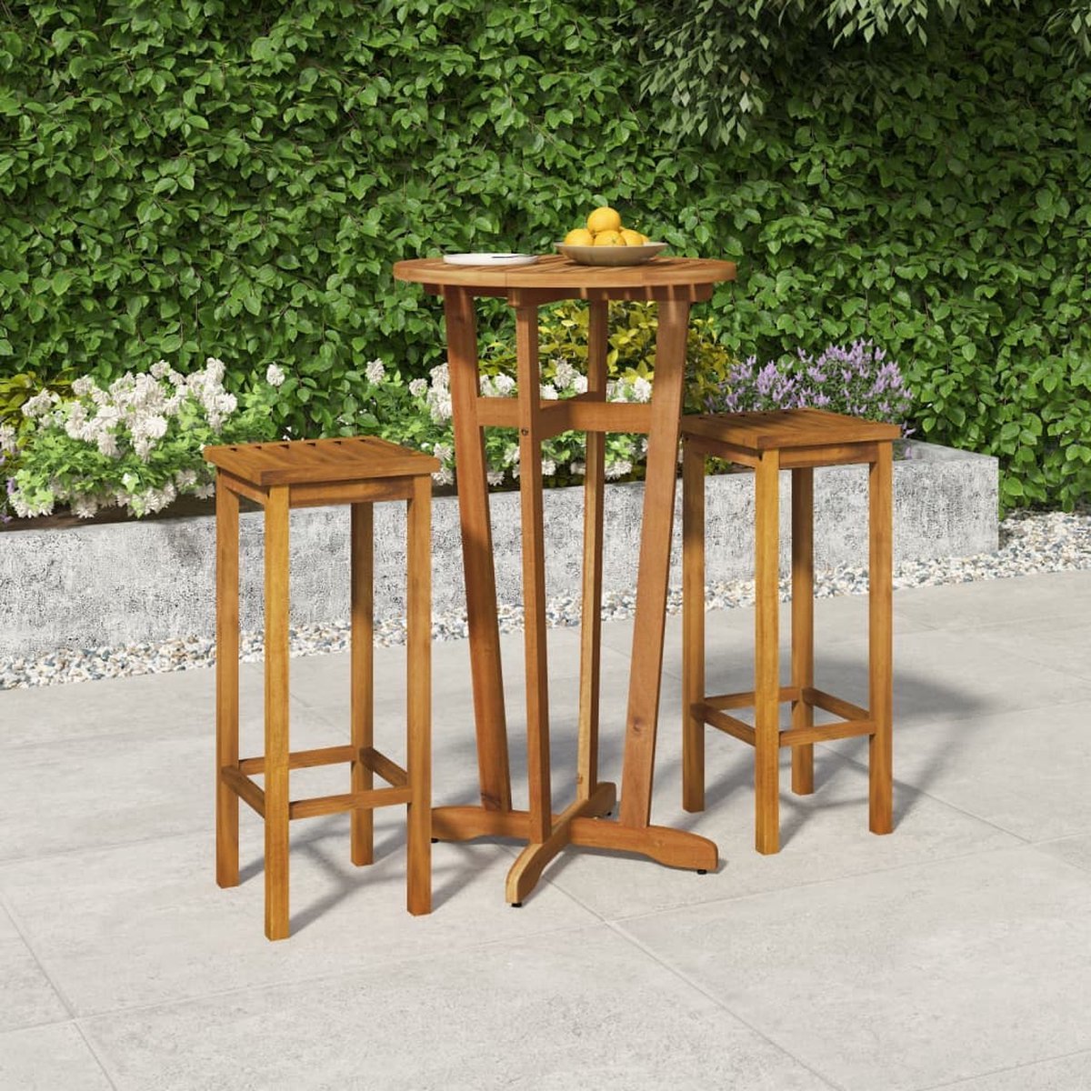 Massief acaciahouten tuinbarset met eetkamerstoelen en tuintafels - The Living Store