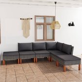 The Living Store Lounge set - Grijs - PE-rattan/Massief eucalyptushout - 60.5 x 64.5 x 67 cm - Montage vereist