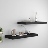 The Living Store Wandplanken - Stijlvol - Set van 2 - 60x23.5x3.8 cm - Honingraat MDF/metaal - Zwart