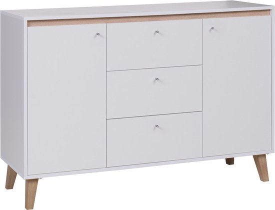 Buffet - Commode - Oviedo - Planches - Tiroirs - Wit - Sam Remo - 135 cm