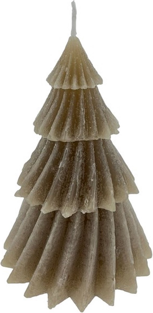 Home Society kerstboomkaars Windy - Taupe - S - 11 x 8 x 8 cm doos 12 stuks