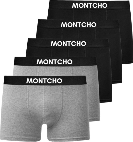 MONTCHO - Essence Series - Boxershort Heren - Onderbroeken heren - Boxershorts - Heren ondergoed - 5 Pack (3 Zwart - 2 Grijs) - Heren - Maat XXL
