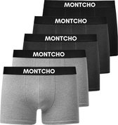 MONTCHO - Essence Series - Boxershort Heren - Onderbroeken heren - Boxershorts - Heren ondergoed - 5 Pack (1 Zwart - 2 Antraciet - 2 Grijs) - Heren - Maat S