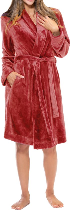 HL-tricot dames badjas fleece - Roze - 2XL