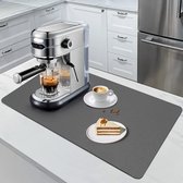 Vaatdroogmat, koffiezetapparaatonderlegger (60 x 40 cm, antraciet) Absorberende droogmat met PU-leer voor keuken, gootsteen en badkamer, antislip en sneldrogend