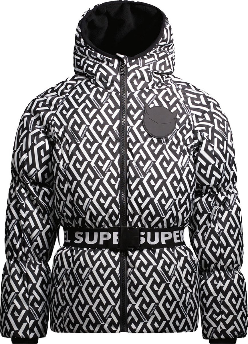 Super Rebel Girls Puff Hooded Jacket Graphic Black - Wintersportjas Voor Meisjes - Zwart - 164