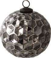 HAES DECO - Kerstbal - Formaat Ø 15x15 cm - Kleur Zwart - Materiaal Glas - Kerstversiering, Kerstdecoratie, Decoratie Hanger, Kerstboomversiering
