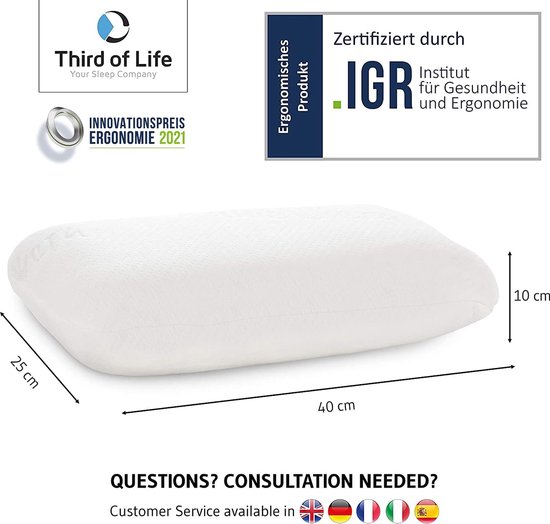 Recovery nekkussen met aloë vera voor huidverzorging, ergonomisch kussen van traagschuim met actieve bamboekool, ontworpen om aan de zijkant of op de rug te slapen, 50 x 30 cm