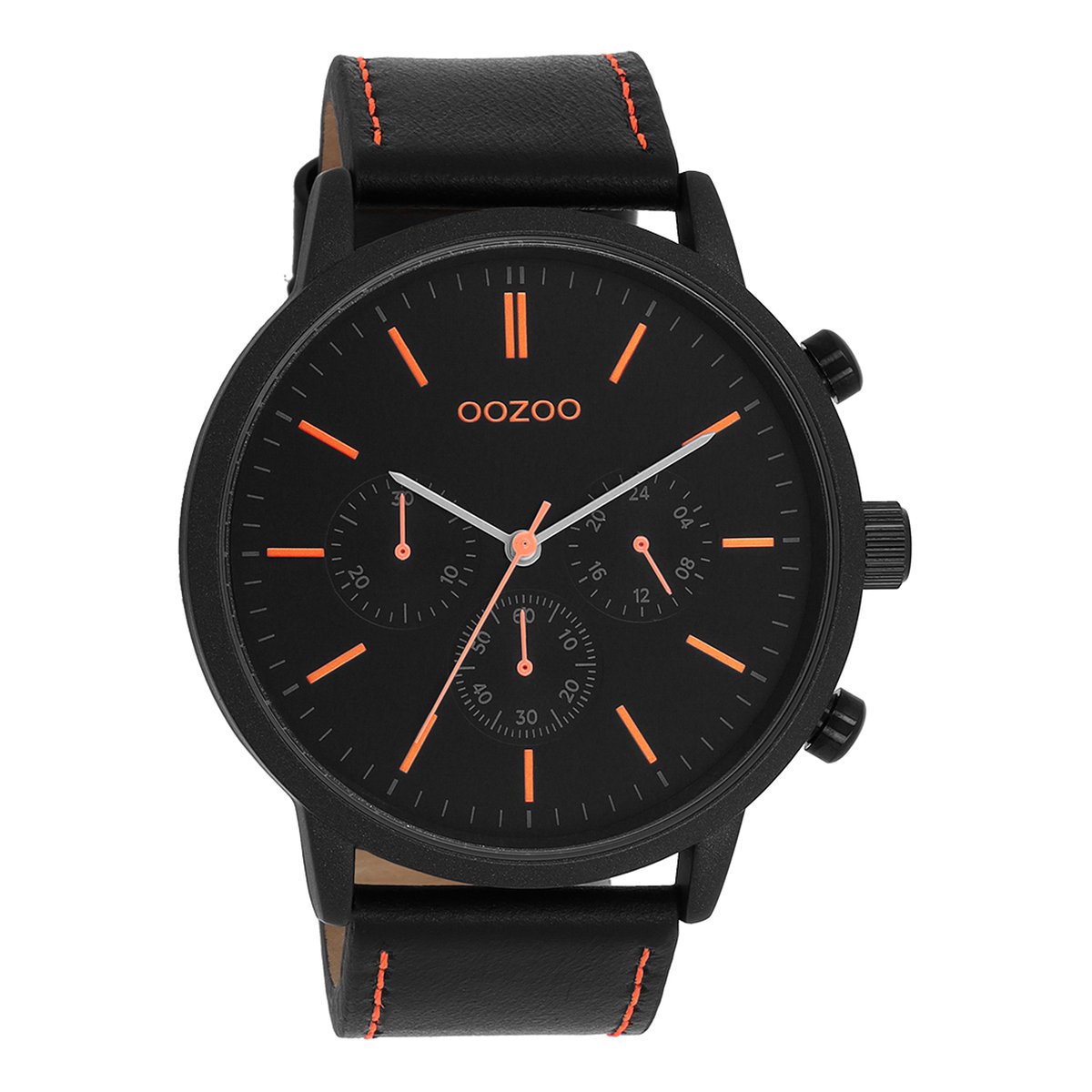 OOZOO Timepieces - Zwarte OOZOO horloge met zwarte leren band - C11209