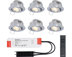 HOFTRONIC Sienna - Veranda Inbouwspots 6x3W - 12 Volt - Complete Veranda Set - 2700K zeer warm wit - IP44 Waterdicht - Dimbare Inbouwspots met Afstandsbediening - Kantelbaar - 5mm diameter - 30mm inbouwdiepte voor badkamer en tuin