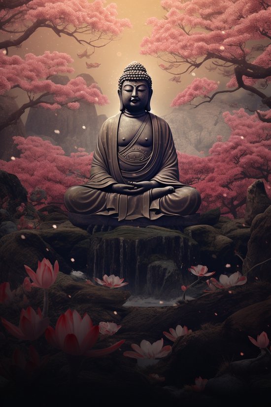 Buddha Poster | Meditatie Poster | Poster Boeddhisme | Reiki Poster | Massage Poster | Kunst Poster | 61x91cm | Woondecoratie | Muurposter | BY | Geschikt om in te lijsten