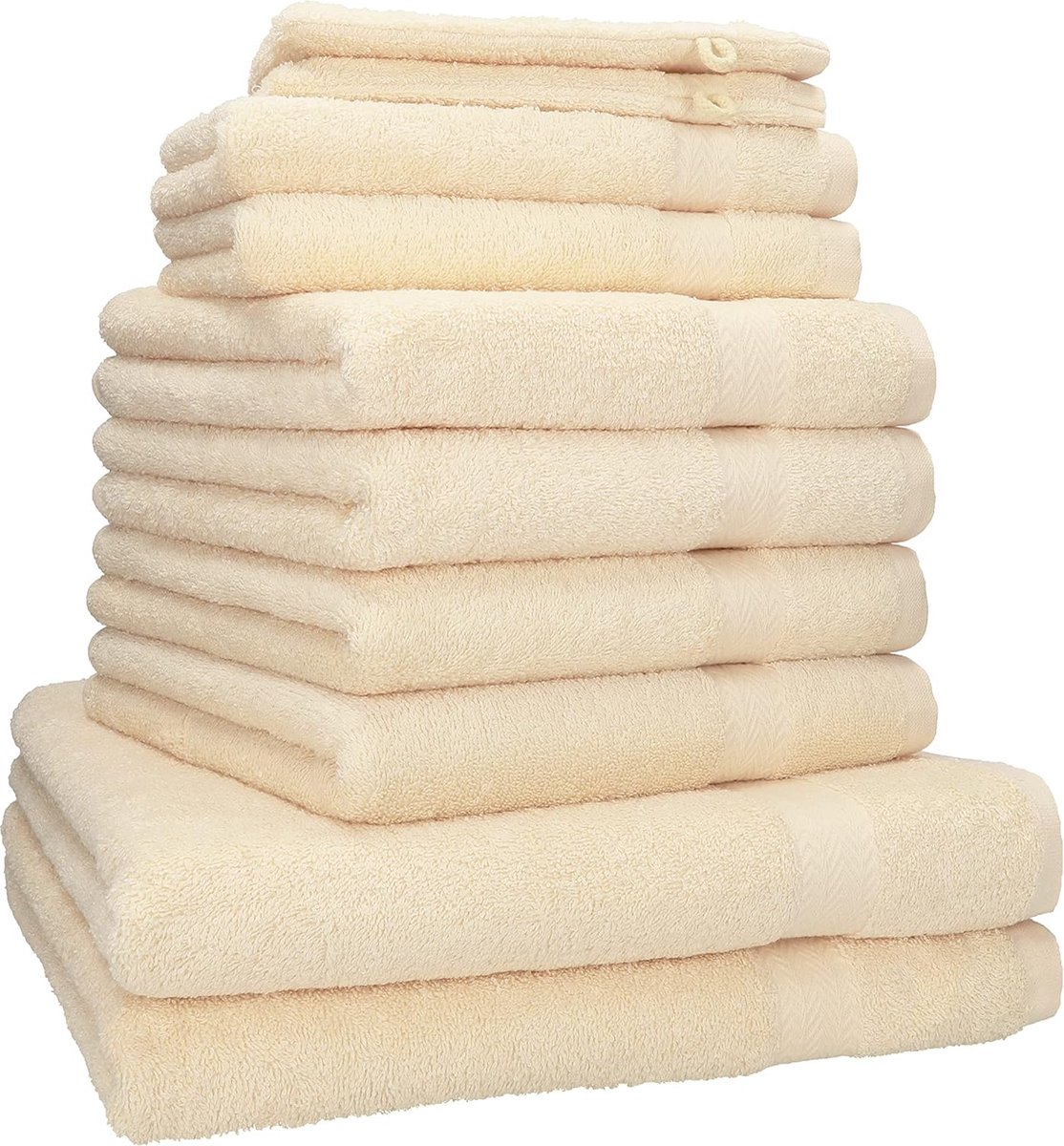 Betz lot de 10 serviettes débarbouillettes Premium couleur: beige & blanc