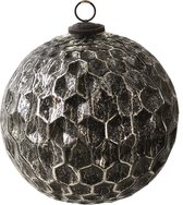 HAES DECO - Kerstbal Groot XL - Formaat Ø 20x20 cm - Kleur Zwart - Materiaal Glas - Kerstversiering, Kerstdecoratie, Decoratie Hanger, Kerstboomversiering