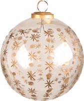 HAES DECO - Kerstbal - Formaat Ø 12x12 cm - Kleur Transparant - Materiaal Glas - Kerstversiering, Kerstdecoratie, Decoratie Hanger, Kerstboomversiering