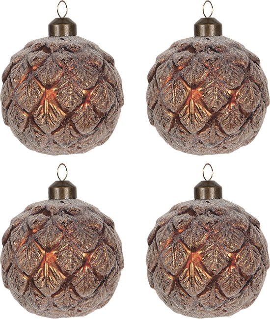 HAES DECO Kerstballen Set van 4 Formaat (4) Ø 8x8 cm Kleur Rood
