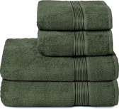 Ultrazachte katoenen handdoekenset van 4 stuks, inclusief 2 extra grote badhanddoeken 70 x 140 cm, 2 handdoeken 50 x 90 cm, voor dagelijks gebruik, compact en lichtgewicht - Olijfgroen