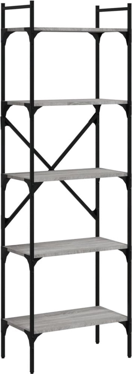 vidaXL - Boekenkast - 5-laags - 56x31,5x174 - cm - bewerkt - hout - grijs - sonoma