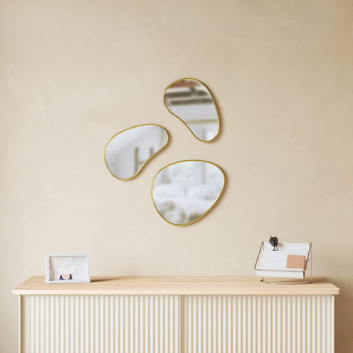 wandspiegelset, modern design spiegel met organische vorm, eenheidsmaat