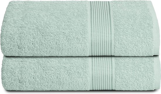 TODAY Lot de 6 serviettes de bain - Bleu et blanc - 100 % coton