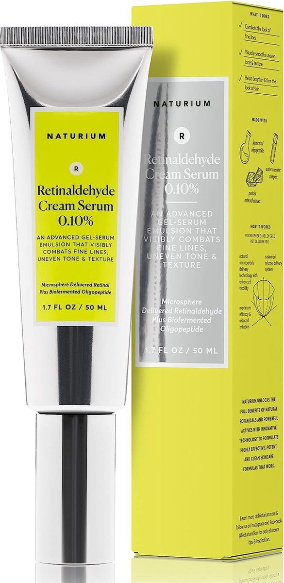 Naturium Retinaldehyde Cream Serum 0.10%, Advanced Anti-Aging & Brightening Facial Treatment, Potent Face & Skin Care - Dagcrème - 50ml