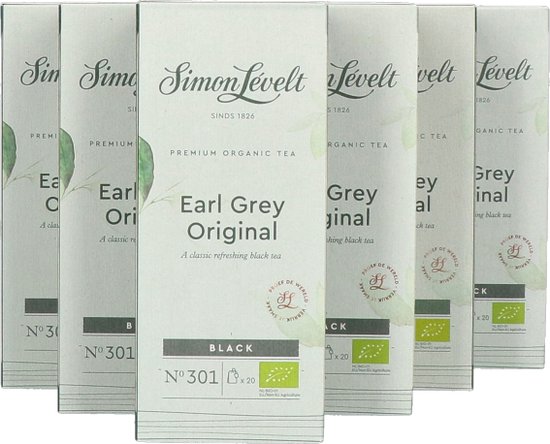 Simon Lévelt - Earl Grey - 6 doosjes x 20 builen - 6 pack - Theezakjes