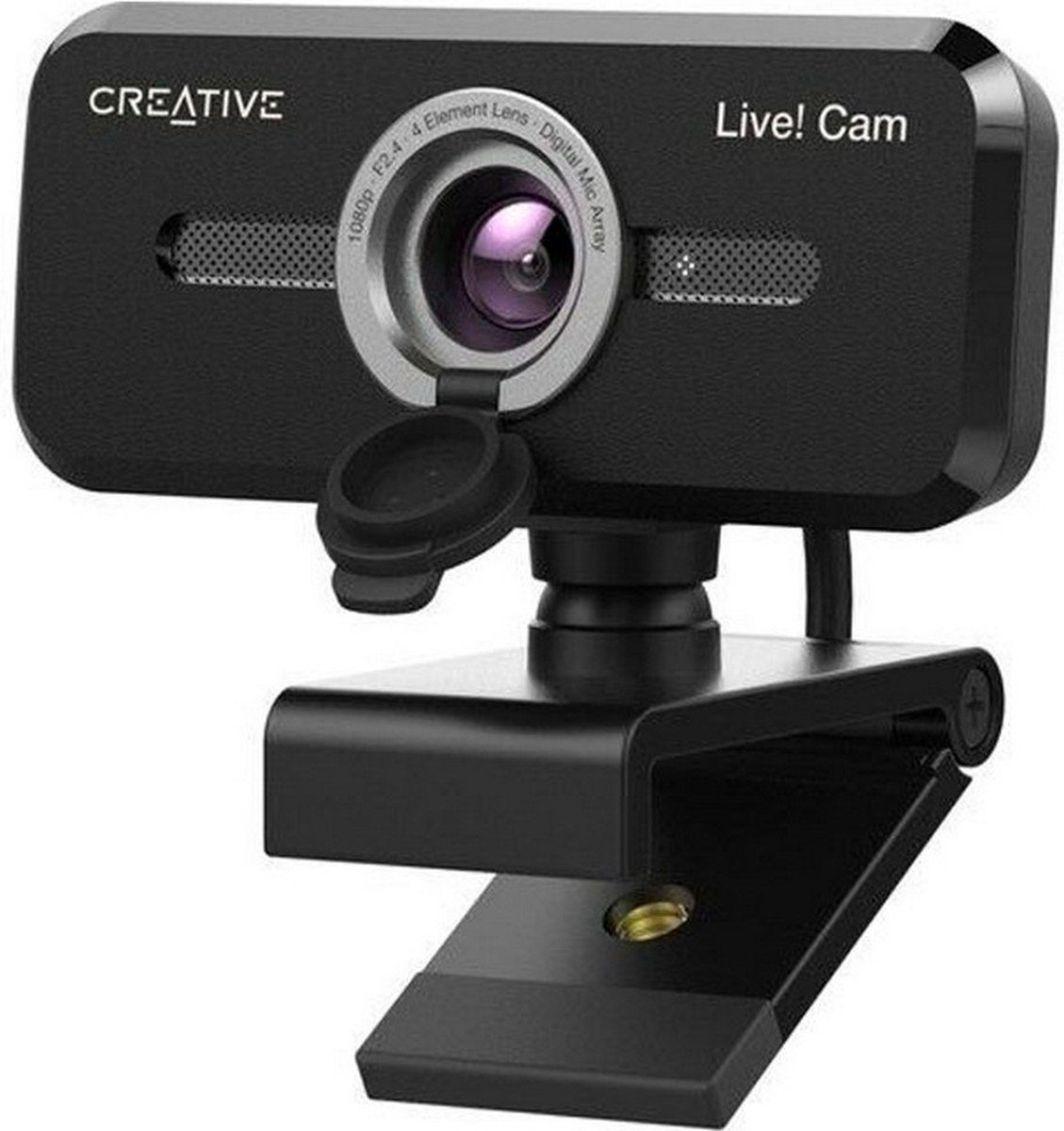 Creative Live!Cam Sync 1080P V2 Full HD Webcam (zwart): UVC-compatibel, werkt met Zoom, Skype, Microsoft Teams, Cisco WebEx, Google Meet, Facebook Messenger en meer, met dubbele ingebouwde microfoons