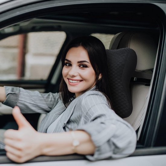 Nekkussen voor in de auto, traagschuim, hoofdsteun met verstelbare riem, zacht