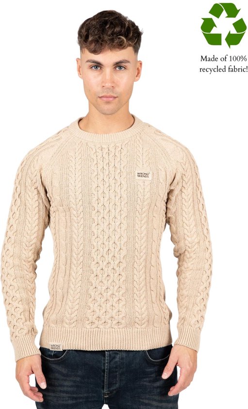 CORBY CABLE KNIT SWEATER - BEIGE L