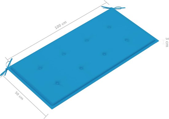 The Living Store Banc de Jardin Teck - 112x55x94 cm - Coussin Blauw