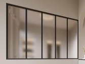 Glazen binnenraam van gepoederlakt aluminium en matglas – 150 x 105 cm – Zwart – BAYVIEW L 150 cm x H 105 cm x D 3.5 cm
