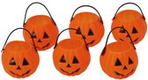 Halloween mini pompoen emmertjes 5 cm - 24x stuks - Traktatie/decoratie emmertjes