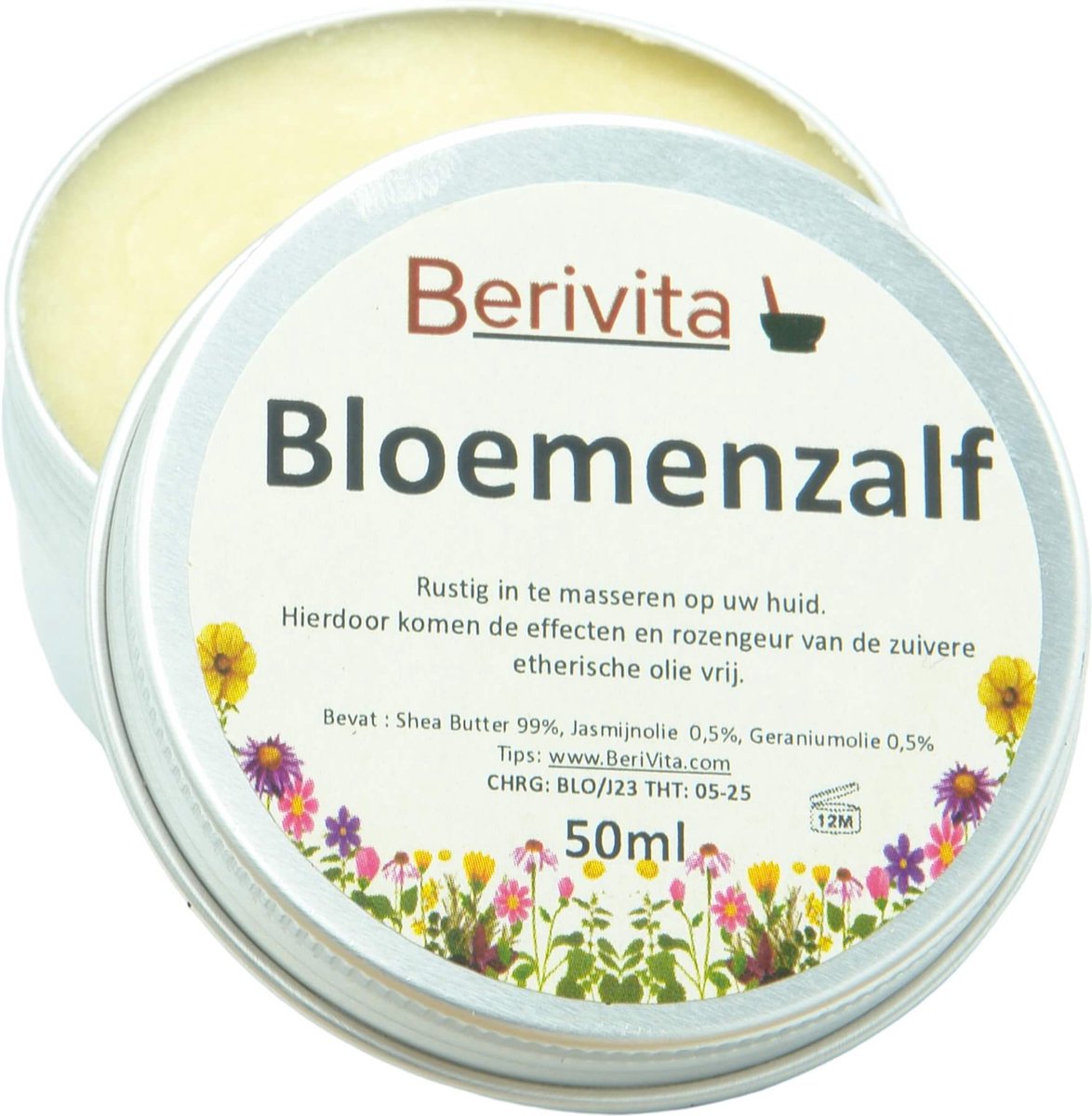Goedkoopste Bloemenzalf 50ml - Shea Butter Geurzalf met zuivere Jasmijnolie en Geraniumolie