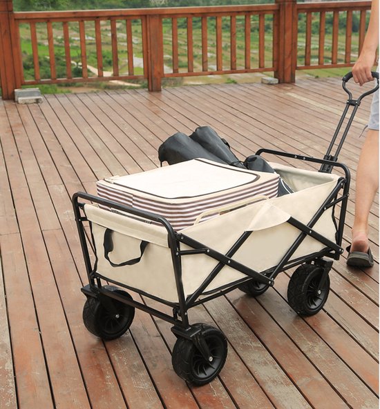 Bolderkar - 8 inch - Inklapbaar - Handkar - Transportkar - Gereedschapskar - Met verstelbare handgreep - Draagvermogen 150 kg - Inhoud 150 L - Zwart van Opvouwbare Bolderkar — afbeelding 4