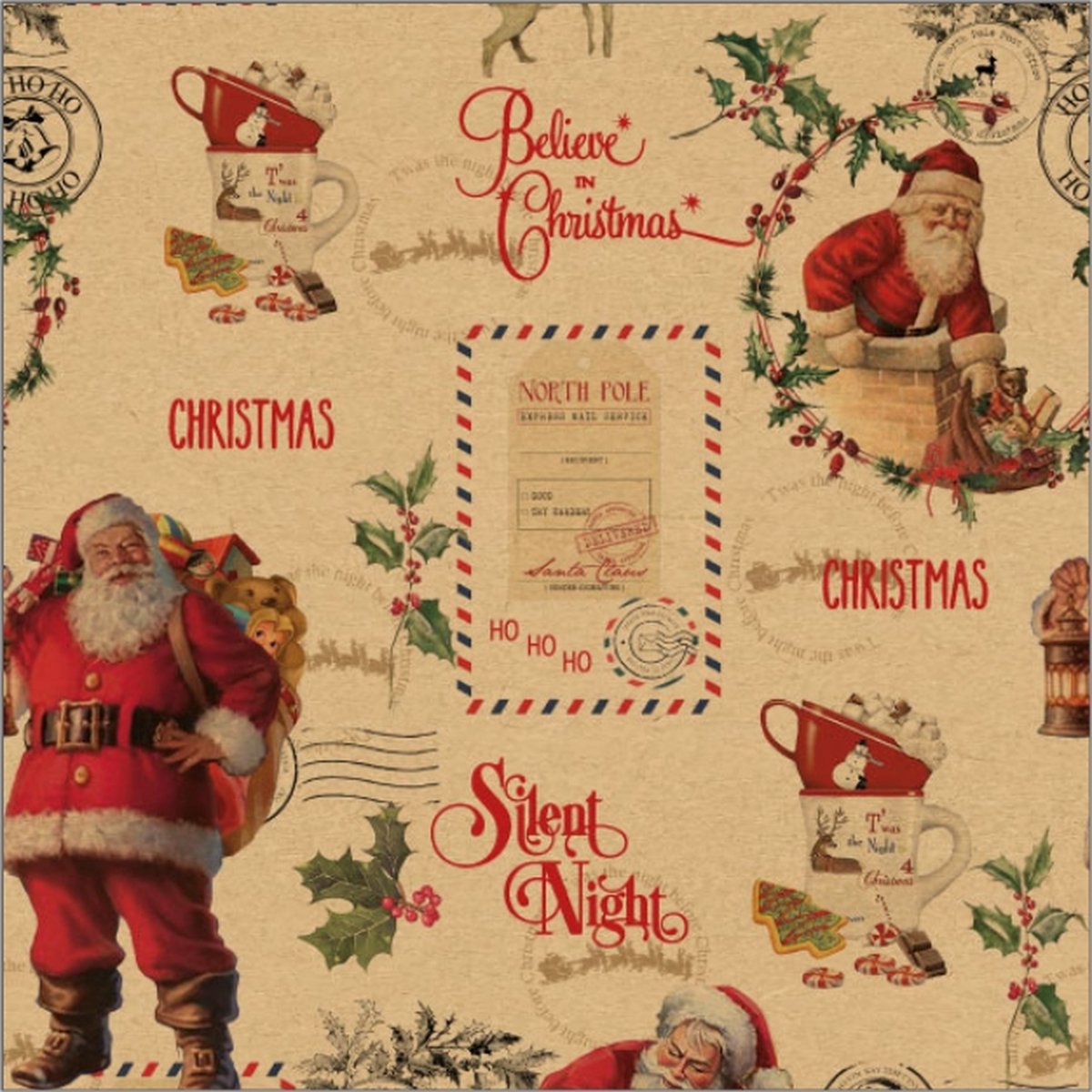 Rol Bruin Kraft Papier - Kerstpapier - Inpakpapier - 50 cm x 100 meter - 70 grams - Santa Mail