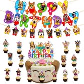 Forfait party d'anniversaire Happy Birthday Dogs 40 pièces - chien - animal de compagnie - anniversaire - décoration - guirlande - ballon - gâteau - cupcake - chien