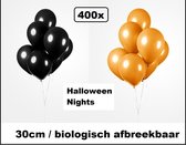 400x Luxe Ballon mix Halloween night zwart/oranje 30cm - biologisch afbreekbaar - Halloween creepy horror griezel Festival feest party verjaardag landen helium lucht thema