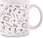Hospitrix Mug Symboles médicaux - Personnel de santé - Hôpital - Accessoires de vêtements pour bébé d'infirmière - Infirmière cadeau - Wit