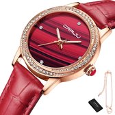 CRRJU® - Horloge Dames - Cadeau voor Vrouw - Incl. Armband - 32 mm - Rood Rosé