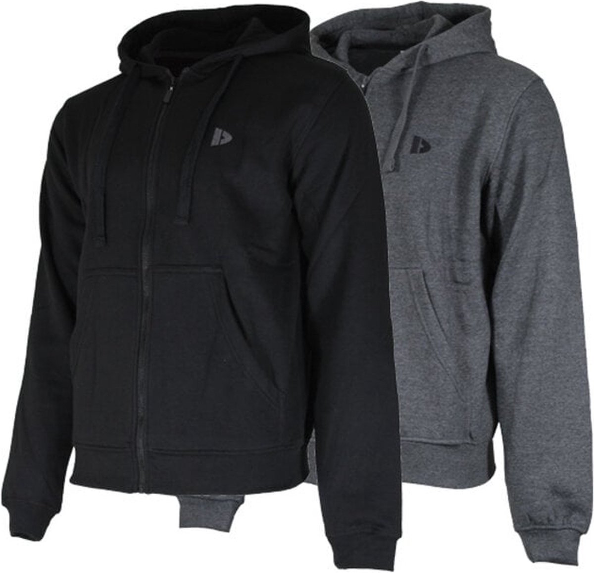 2-Pack Donnay - Sweatvest met capuchon (Bruce) - Sportvest - Heren - Charcoal marl/Black (1030) - maat L