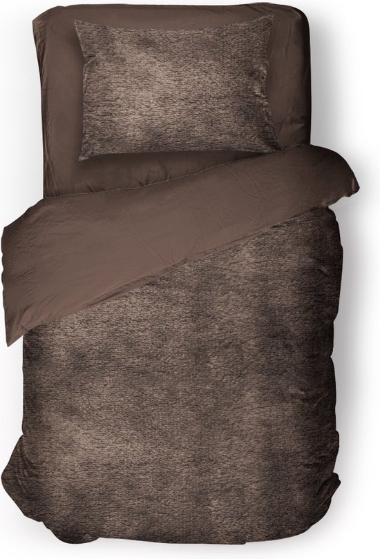 Eleganzzz Dekbedovertrek Flanel Fleece - Brown - Dekbedovertrek 140x200/220cm - 100% flanel fleece - Eenpersoons dekbedovertrekken