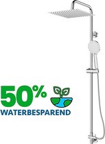 EcoRain - Ensemble de douche à effet pluie à économie d'eau 30 cm Tyler Square - Sans robinet - Acier inoxydable - Chrome - Messing