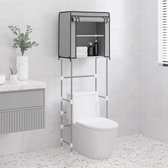 The Living Store toiletrek dubbelzijdig - opbergrek - ijzer en nonwoven stof - grijs - 56 x 30 x 170 cm