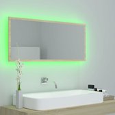 The Living Store Wandspiegel Sonoma Eiken - 100 x 8.5 x 37 cm - Met RGB-licht