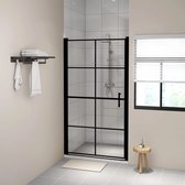 The Living Store Douchedeur - Industriële esthetiek - 97-100 x 178 cm - Gehard glas en aluminium - 5 mm - Verstelbaar profiel - Zwarte frame