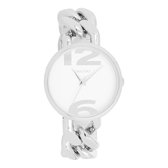 OOZOO Timepieces - Zilverkleurige OOZOO horloge met zilverkleurige grove schakelarmband - C11260