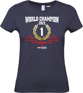 T-shirt Femme GP Gagné & Champion du Monde 2023 | Fan de Formule 1 | Max Verstappen / supporter de Red Bull racing | Champion du monde | dames de la marine | taille XL